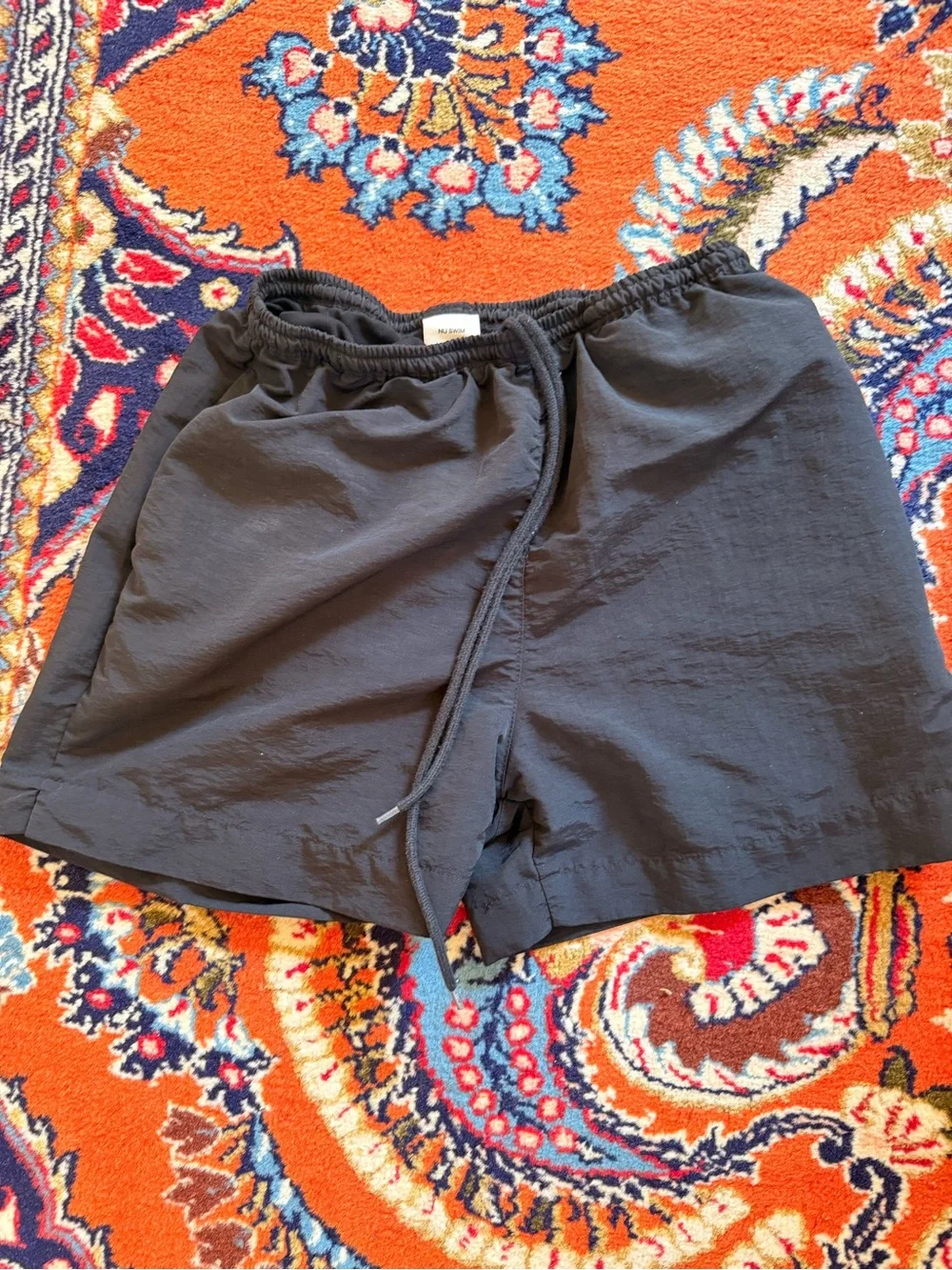 Black Elastic Waist Drawstring Shorts